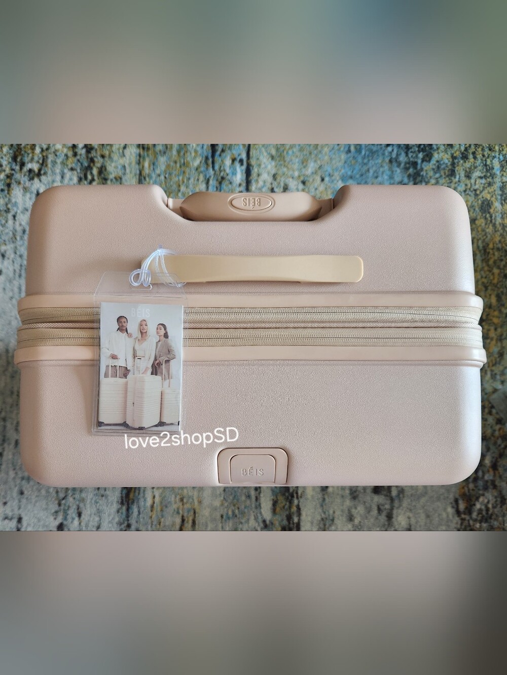 BEIS Large Check In Roller Luggage in Beige NWT Unused - Picture 5 of 8